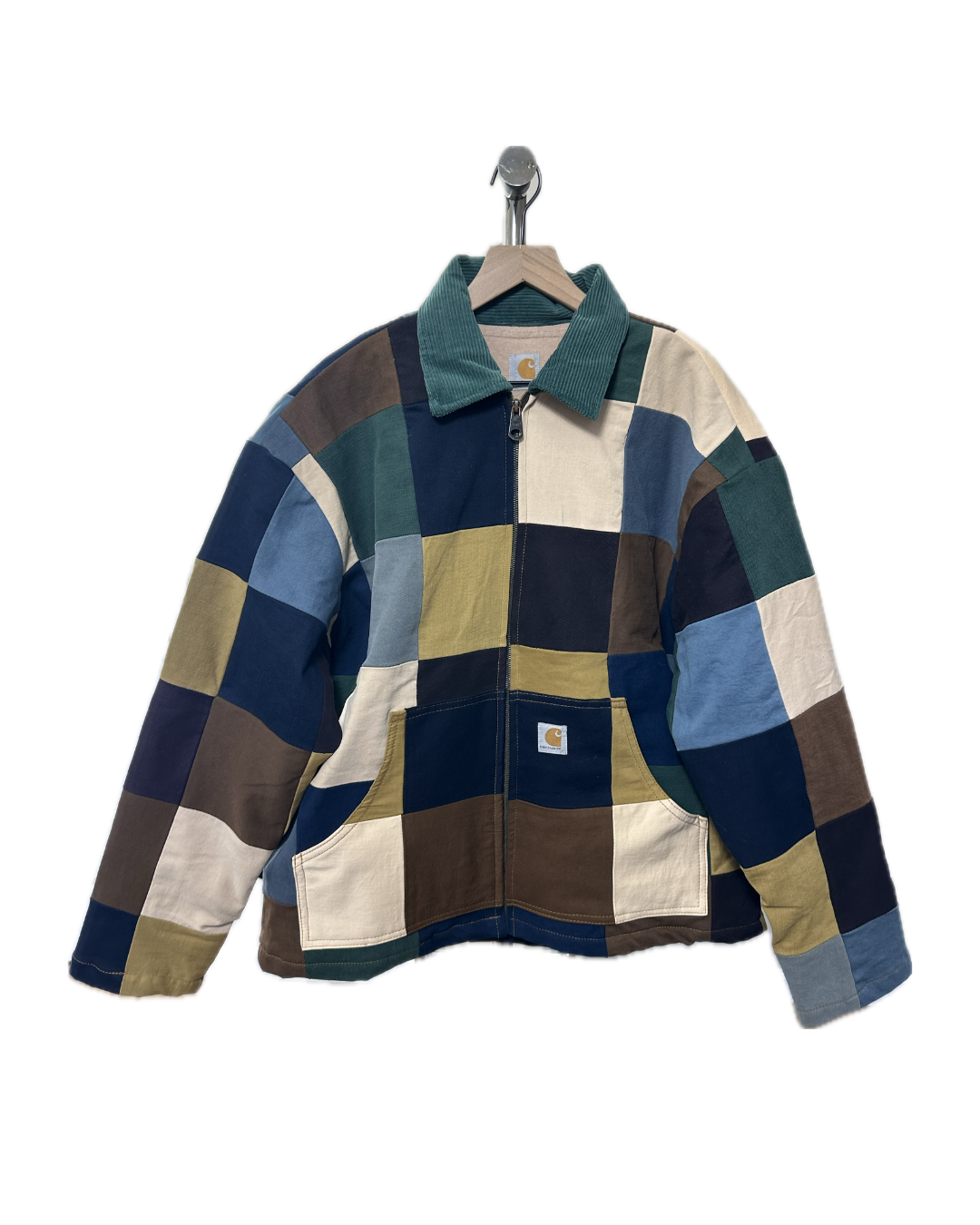 Patchwork Jacket - Green Collar