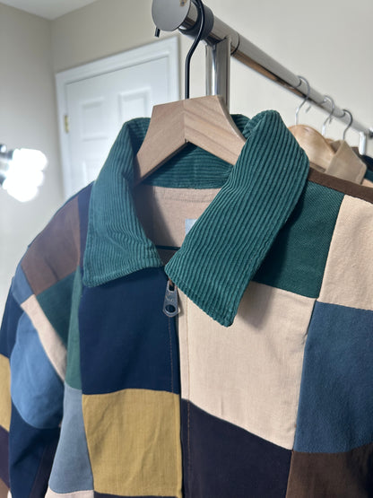 Patchwork Jacket - Green Collar